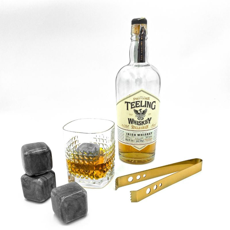 Whisky Stones Set with Brass Tongs