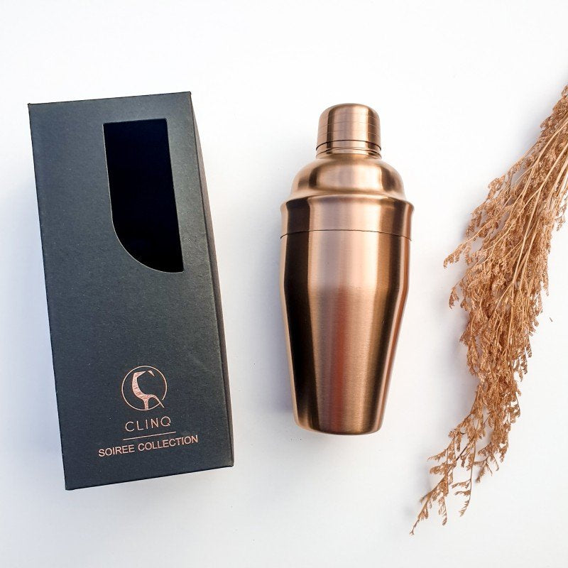 . CLINQ Copper Cocktail Shaker .