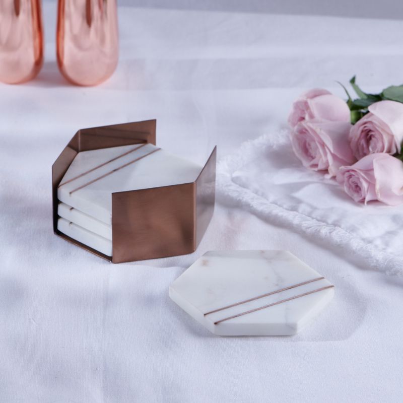 Copper & Marble Coaster Set