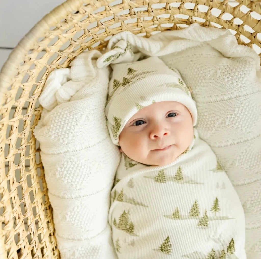 Frosted Fir Swaddle Blanket & Hat