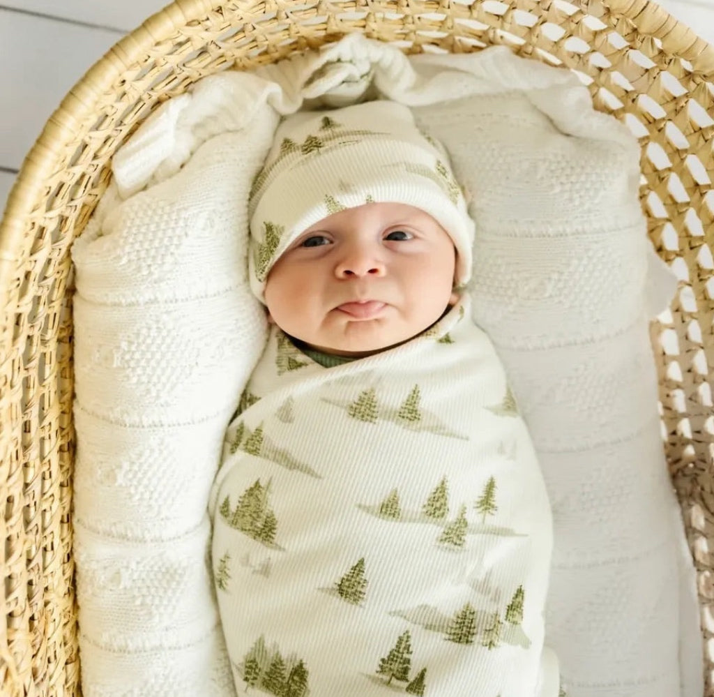 Frosted Fir Swaddle Blanket & Hat