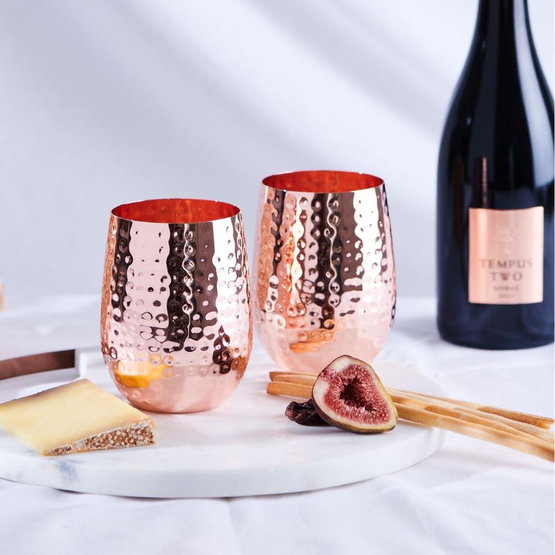 Hammered Copper Wine Glasses