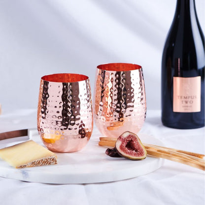 Hammered Copper Wine Glasses