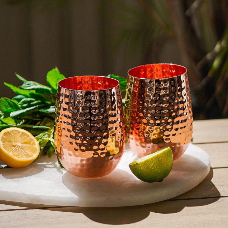 Hammered Copper Wine Glasses