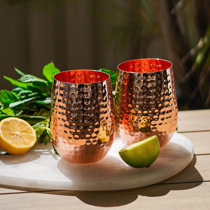 Hammered Copper Wine Glasses