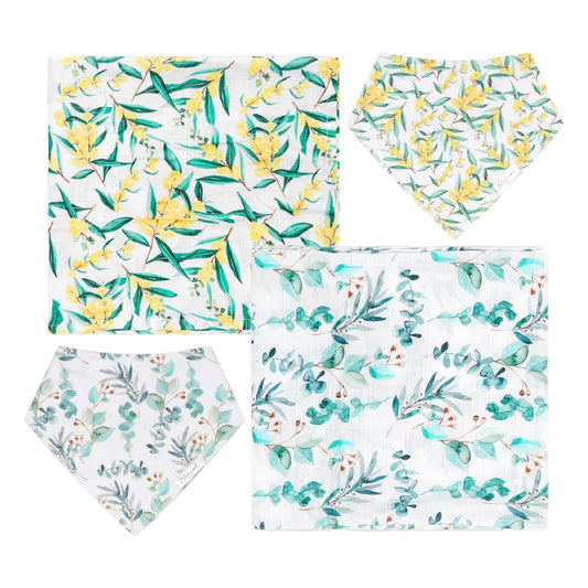 Botanical Swaddle Blanket & Bib