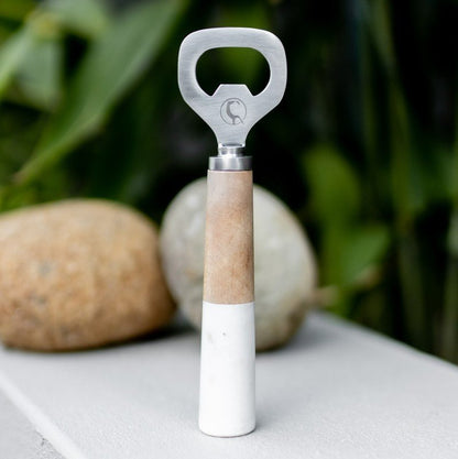 Timber marble bottle opener