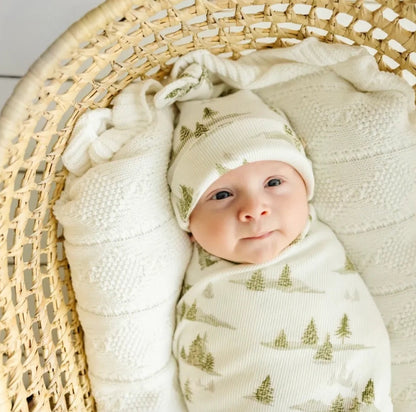 Frosted Fir Swaddle Blanket & Hat