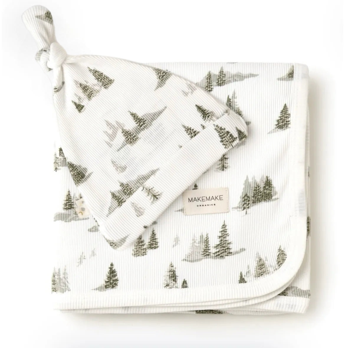 . MakeMake Organics Frosted Fir Swaddle & Hat .
