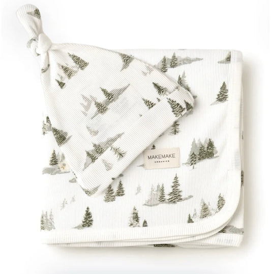 Frosted Fir Swaddle Blanket & Hat